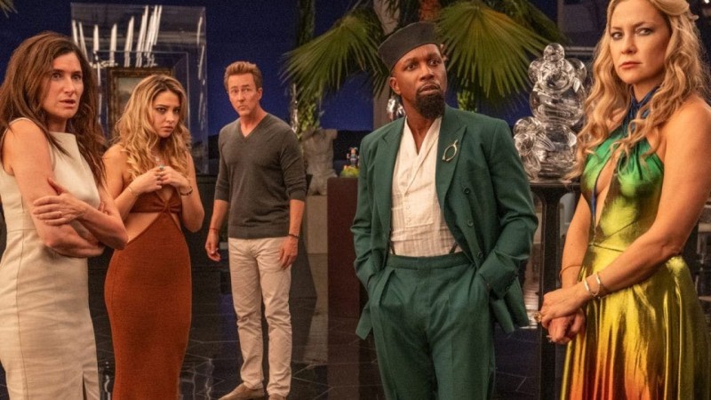 Glass Onion cast in dinner wardrobe