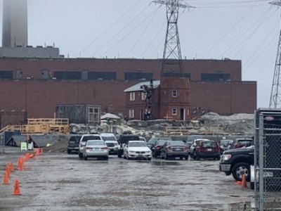Slumberland set lighthouse being built