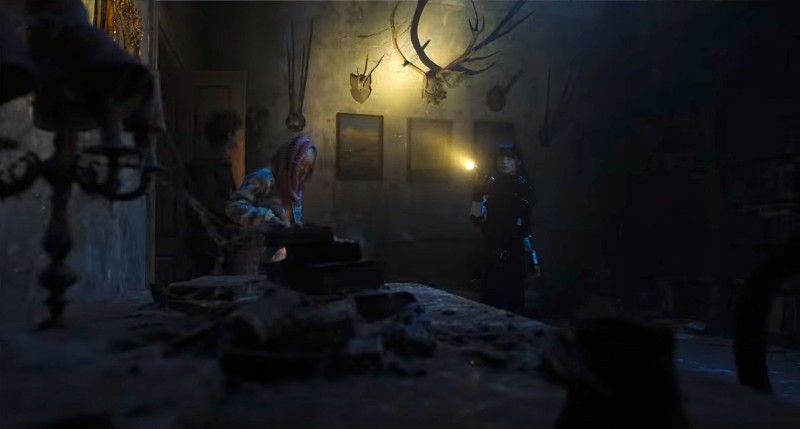 Wednesday, Tyler and Enis inside the Gates mansion